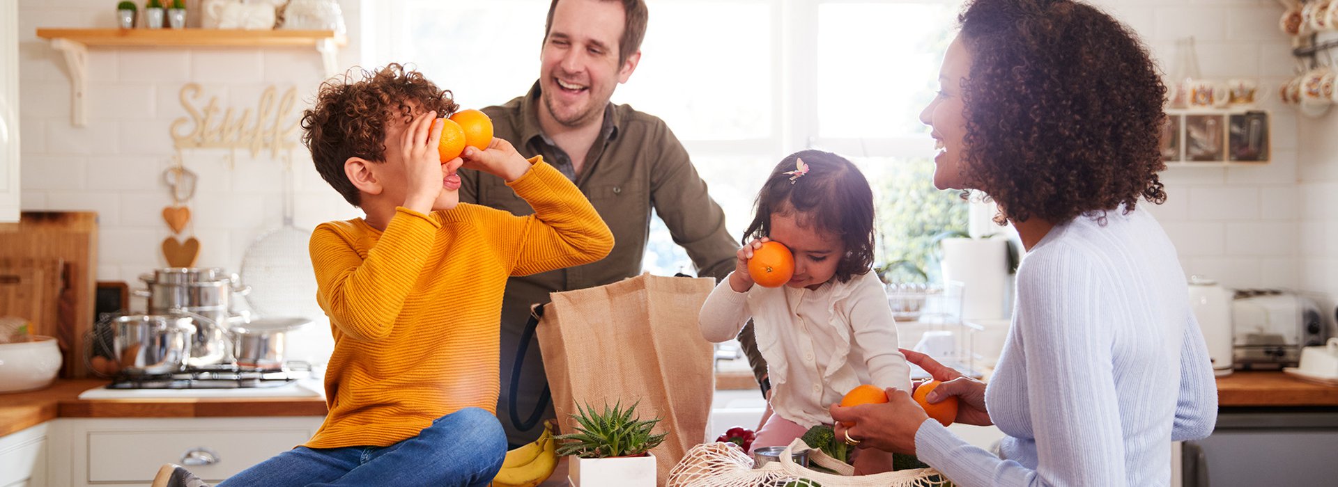 family cooking in the kitchen